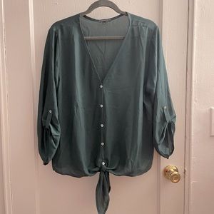 Taleen Tie Front Blouse - Emerald Green